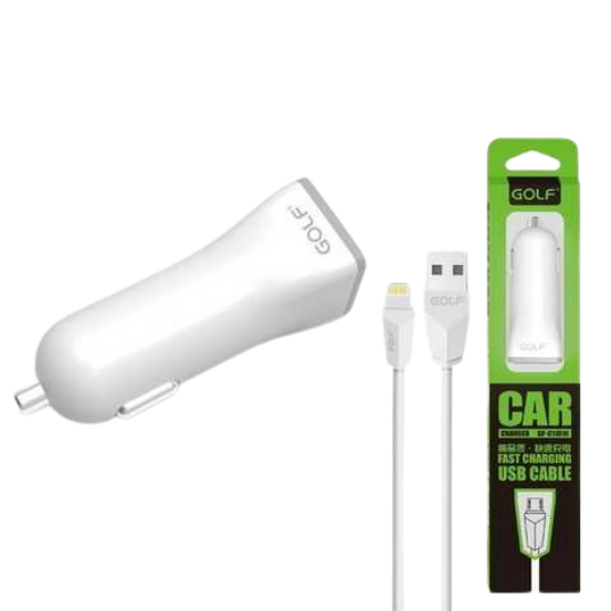 Автомобільний зарядний пристрій Golf GF-C1L White (1A)